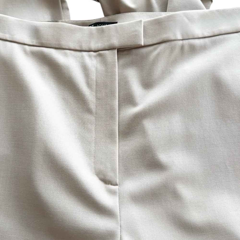 NWT St. John Stretch Wool Cuffed Trouser Pants Beige Size 12 - Picture 7 of 12